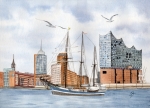Poster DIN-A4 Hamburg Sailing Ship Elbphilharmonie - HH5